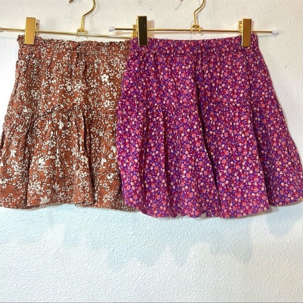 Floral Brown and Purple Skort Set